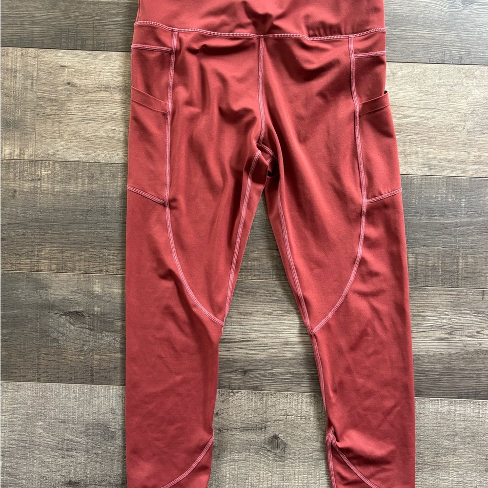 ZYIA Women's Rust Colored Light N Tight Leggings with Pockets